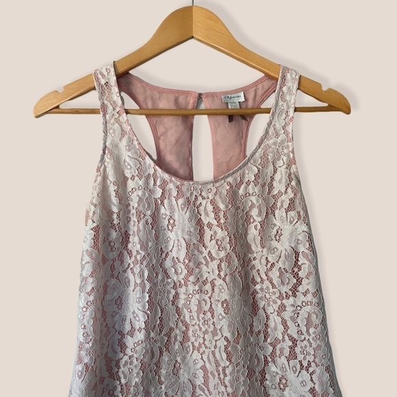 DYNAMITE Pink White Lace Camisole Top - Picture 3 of 9